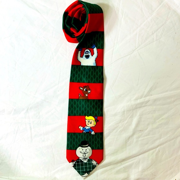 VINTAGE Rudolf Festive Holiday Pattern Tie UNISEX - Picture 2 of 8